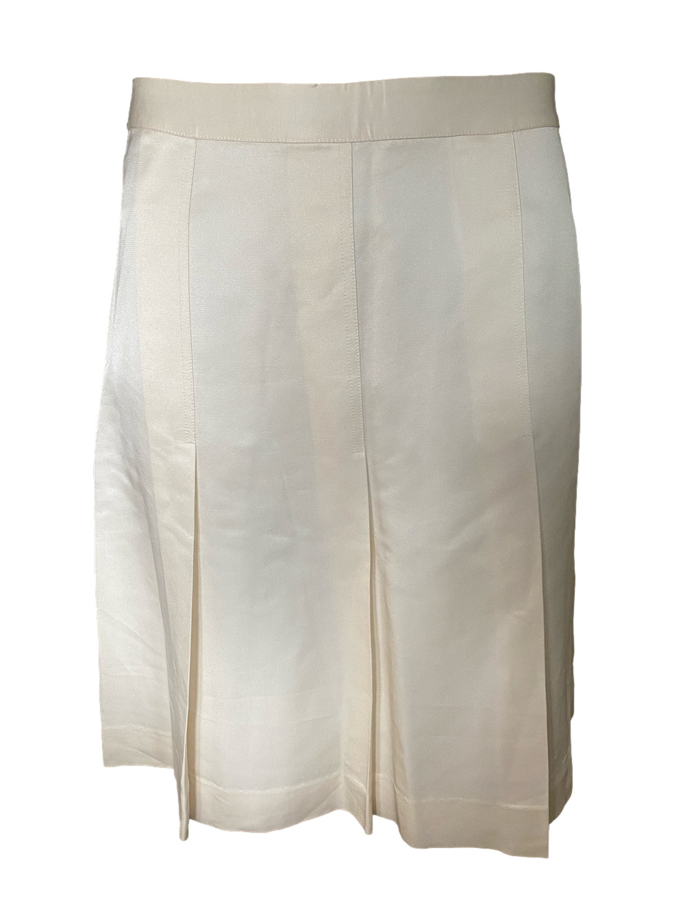 Banana Republic Cream Silk A-Line Pleated Skirt